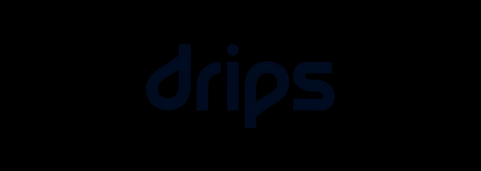 Logo with the word 'drips' stylized in lowercase letters, with the 'd' shaped like a water droplet.