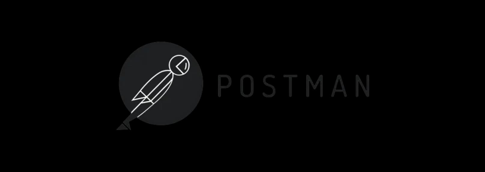 Postman logo featuring a stylized astronaut figure inside a dark circle, next to the word 'POSTMAN' in black letters.